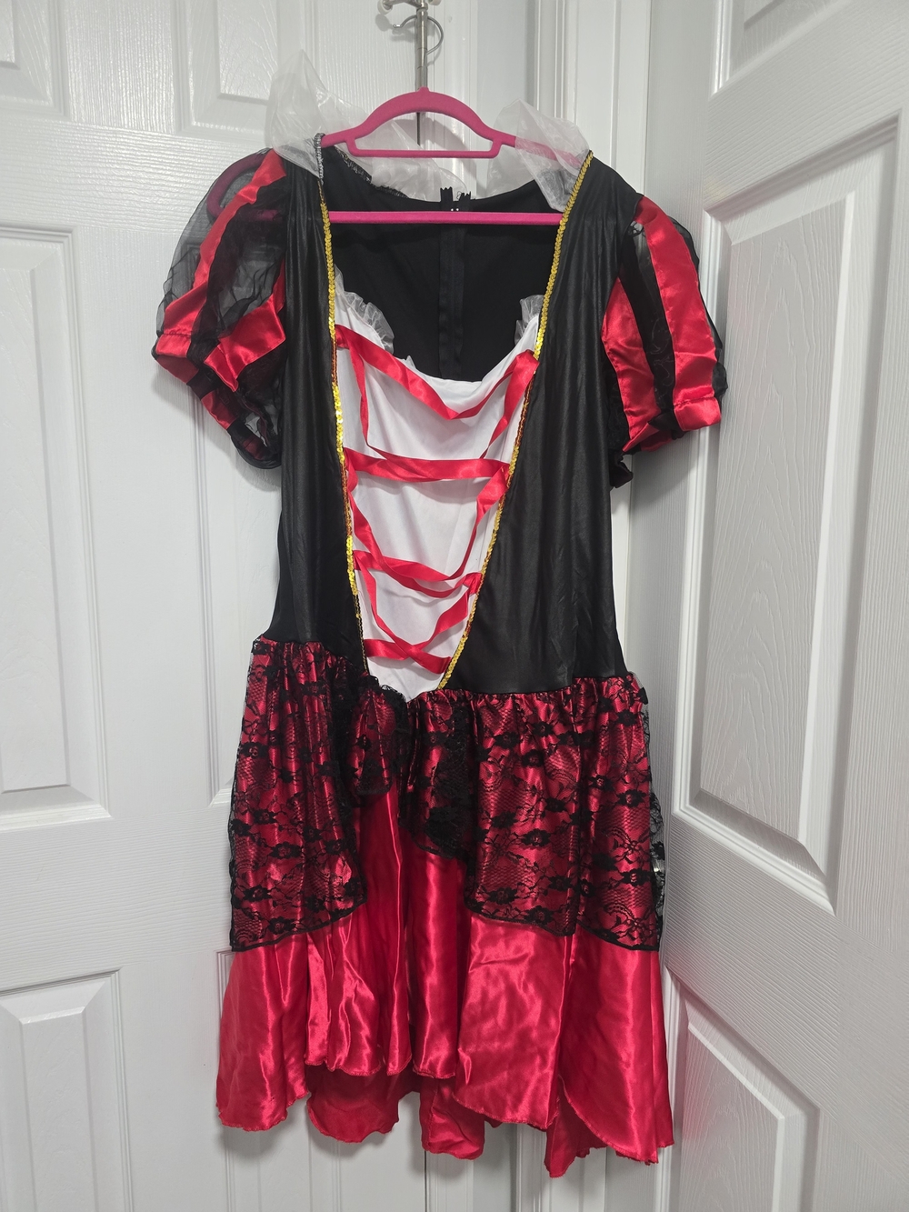 Plus Size Black & Red Heart Queen Costume Dress with Lace Trim